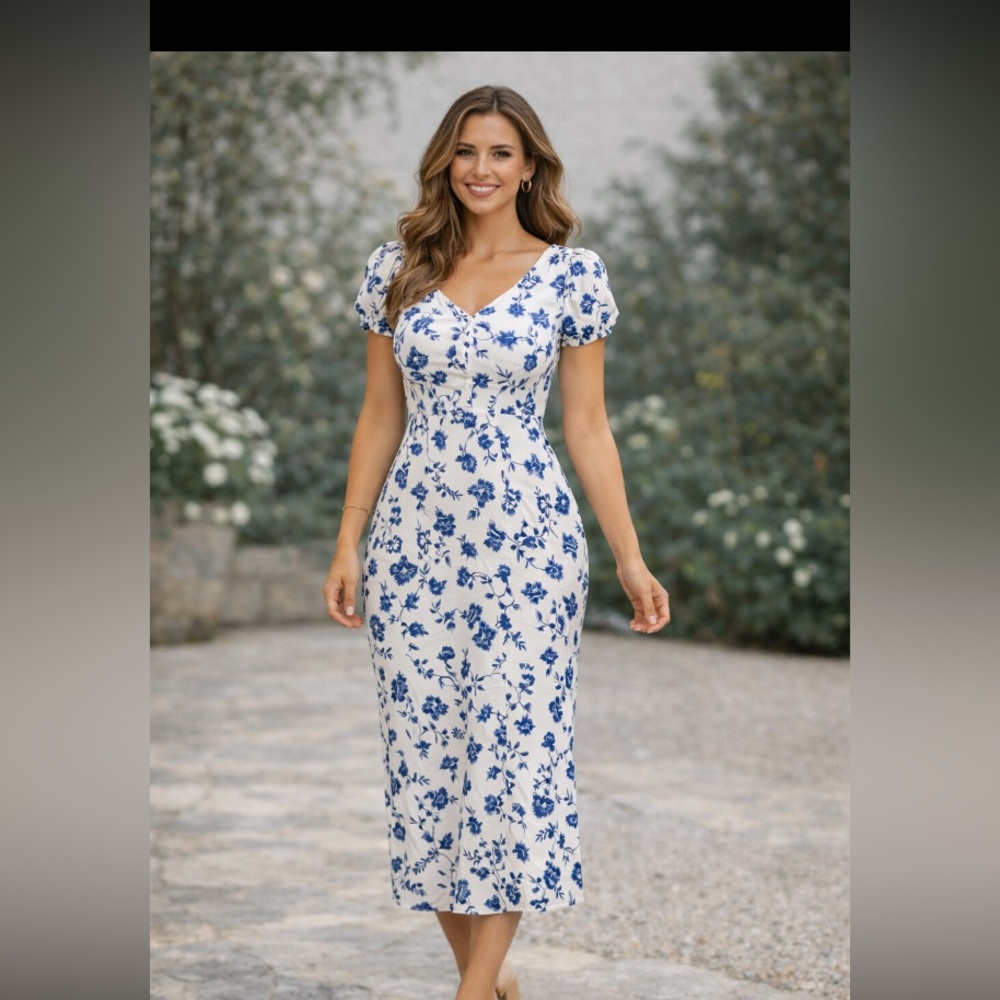 Lucky Brand Blue Floral Maxi Dress